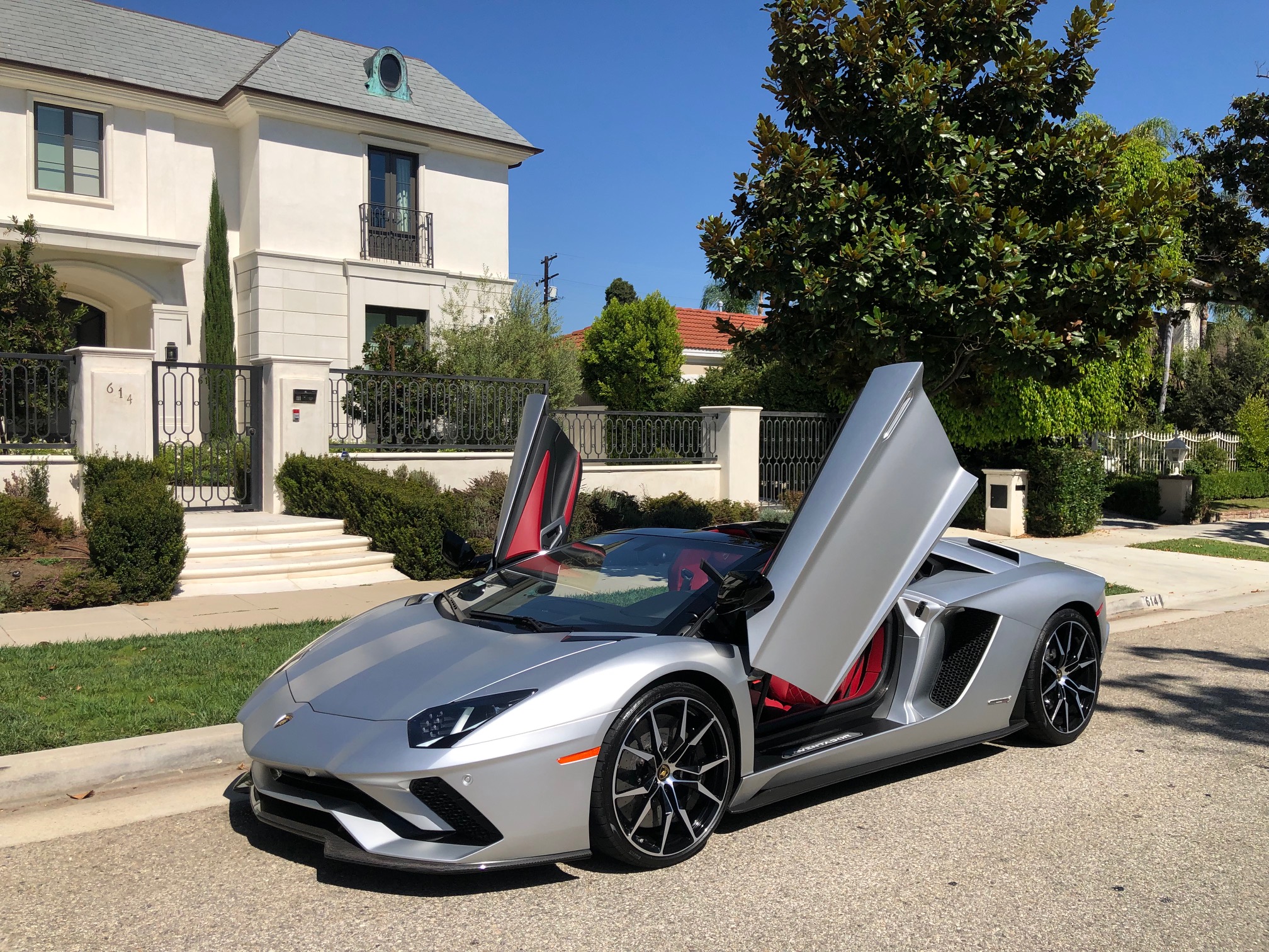 Lamborghini convertible rental in silver